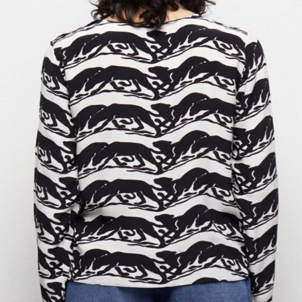 The Kooples Wild Panther Print Blouse Sz 2/M NWT - Picture 4 of 12